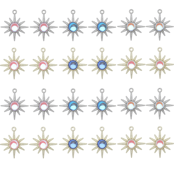 

PandaHall SUNNYCLUE 24Pcs 6 Styles Rack Plating Alloy Pendants, Sun Charms, with Resin, Cadmium Free & Nickel Free & Lead Free, Mixed Color..., Multicolor