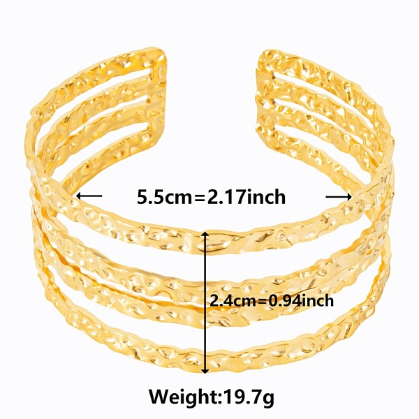 

PandaHall Vintage Hammered 304 Stainless Steel Cuff Bangles for Women Stainless Steel
