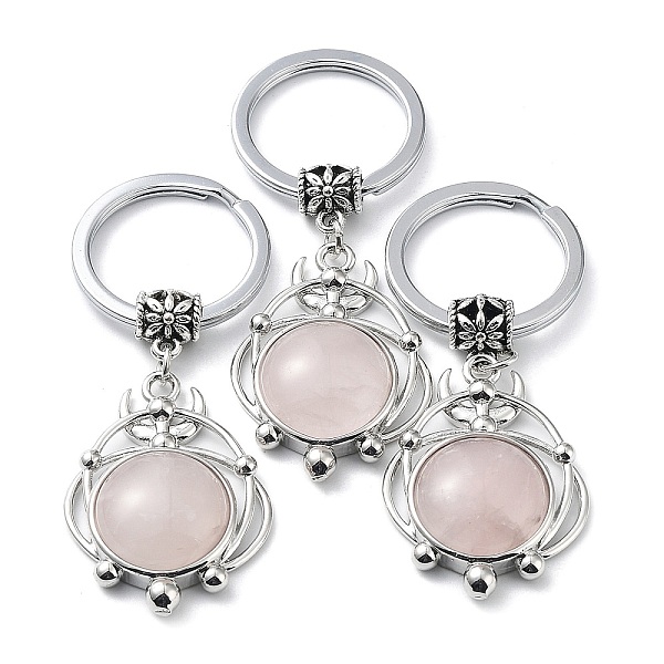 

PandaHall Natural Rose Quartz Keychain, with Plating Brass Pendant and Iron Rings, Lead Free & Cadmium Free, 6.6cm Rose Quartz Others