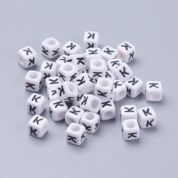 Letter K Letter Acrylic Cube Beads