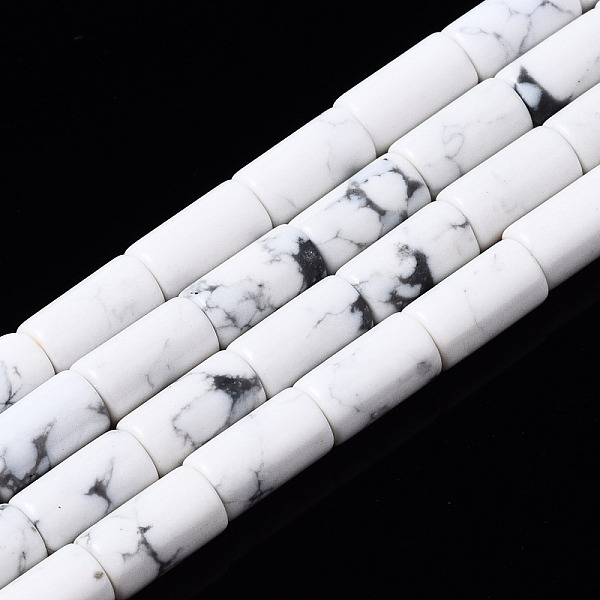 

PandaHall Synthetic Turquoise Beads Strands, Dyed, Column, White, 5~6x3mm, Hole: 0.8mm, about 62~63pcs/strand, 15.35~15.75 inch(39~40cm)...