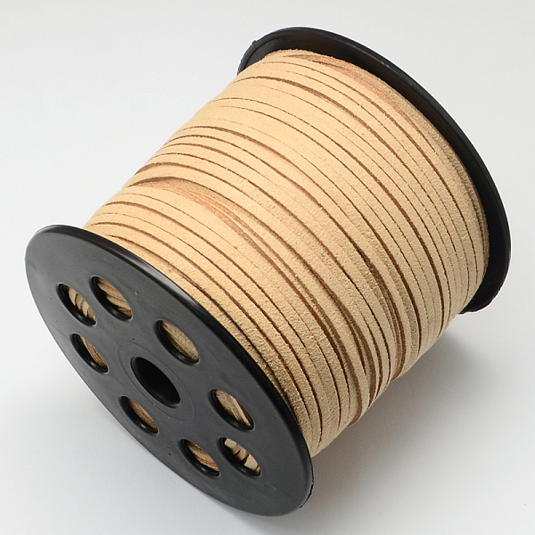 

PandaHall Faux Suede Cord, Faux Suede Lace, PeachPuff, 2.7x1.4mm, about 98.42 yards(90m)/roll Faux Suede Brown