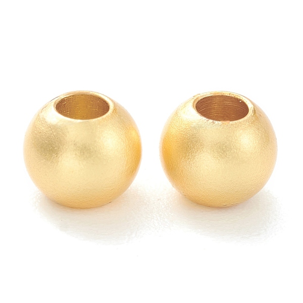 

PandaHall Brass Beads, Long-Lasting Plated, Round, Matte Style, Real 18K Gold Plated, 3mm, Hole: 0.9mm Brass Round