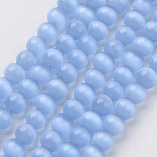 

PandaHall Cat Eye Beads Strands, Round, Royal Blue, 6mm, Hole: 1mm, about 66pcs/strand, 15.5 inch Glass Round Blue