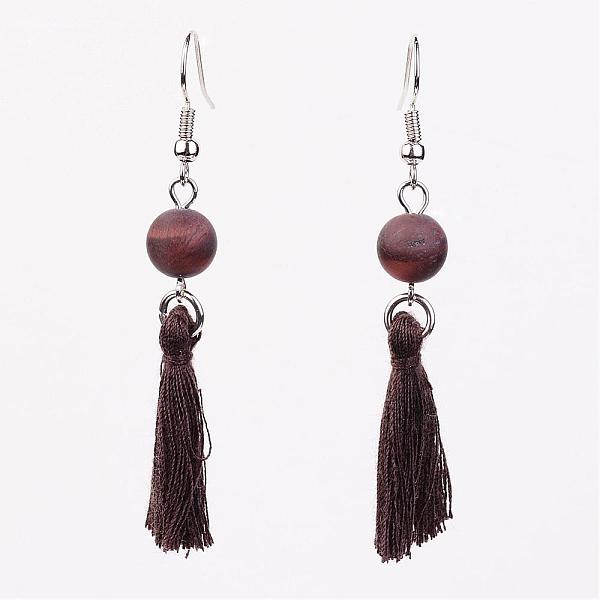 

PandaHall Natural Gemstone Dangle Earrings, with Cotton Thread Tassels and Metal Findings, Platinum, Mixed Color, 65mm, Pin: 0.7mm Mixed..., Multicolor