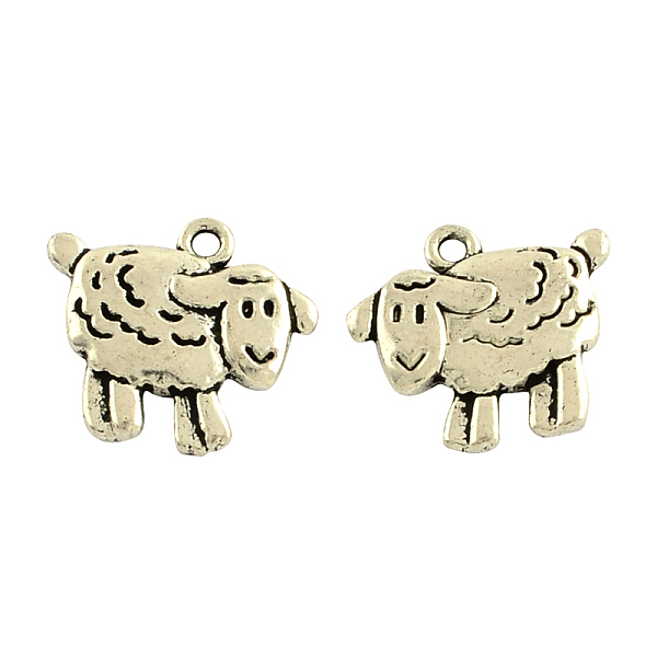 

PandaHall Tibetan Style Alloy Sheep Pendants, Cadmium Free & Lead Free, Antique Silver, 17x18x3mm, Hole: 2mm, about 429pcs/1000g Alloy Sheep