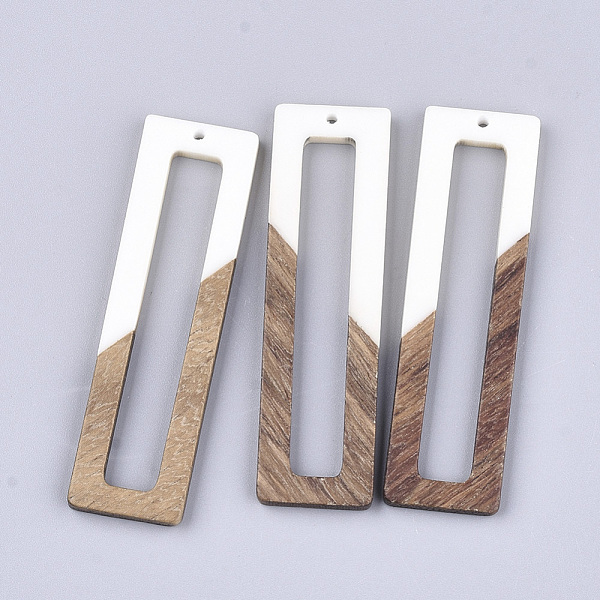 

PandaHall Resin & Walnut Wood Big Pendants, Rectangle, White, 60.5~61x17x3mm, Hole: 1.6mm Resin+Wood Rectangle White