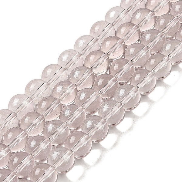 

PandaHall Glass Bead Strands, with Glitter Powder, Round, Old Rose, 10x9mm, Hole: 1.2mm, about 90pcs/strand, 31.81''(80.8cm) Glass Round