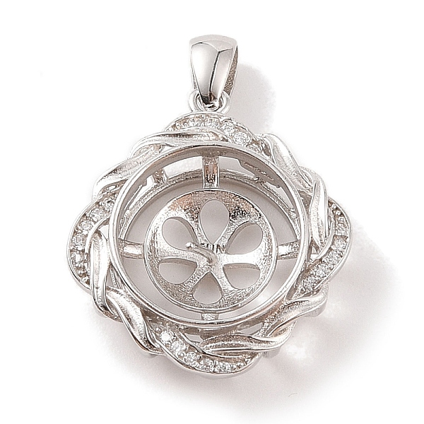 

PandaHall 925 Sterling Silver Peg Bail Pendants, with Cubic Zirconia, Hollow Rhombus Charm, for Half Drilled Beads, Real Platinum Plated...