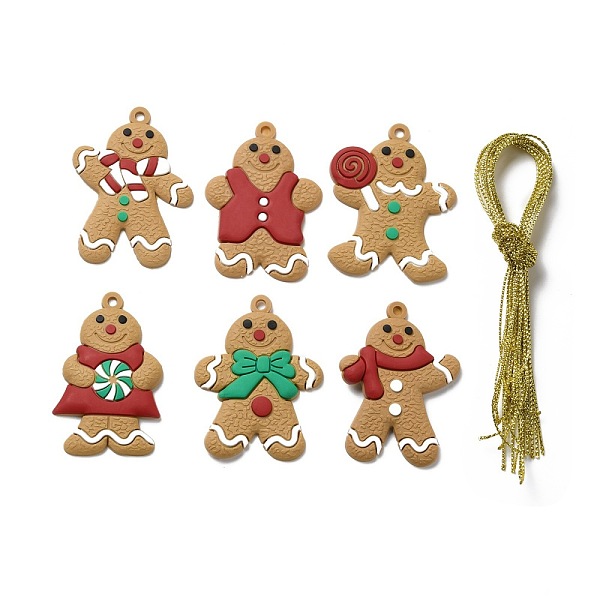 

PandaHall PVC Hanging Decorations, with Cord, Gingerbread Man, for Christmas, Mixed Color, Pendant: 70~71.5x45~53.5x4~5mm, Hole: 4~4.5mm..., Multicolor