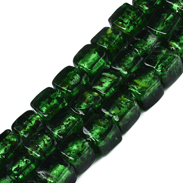 

PandaHall Handmade Silver Foil Lampwork Beads, Cube, Green, 10~12x10~12x10~12mm, Hole: 1.5mm, about 40pcs/strand, 16.54''(42cm) Lampwork...