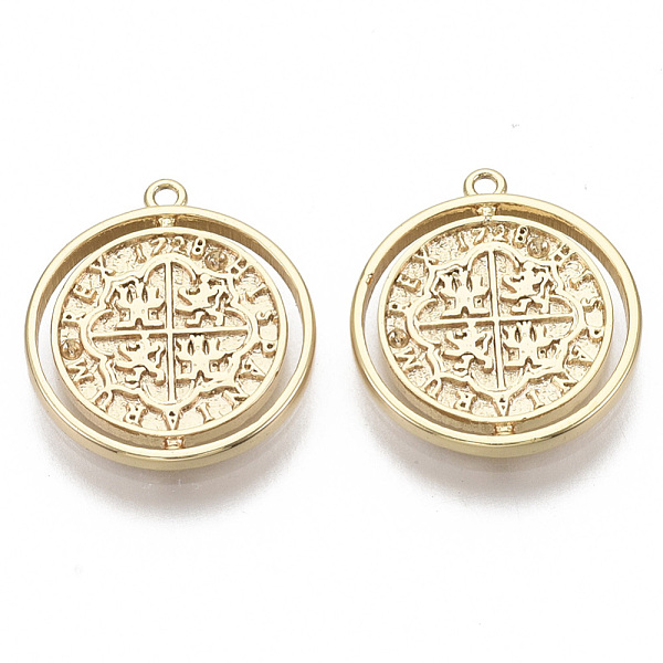 

PandaHall Brass Coin Pendants, Nickel Free, Flat Round, Real 18K Gold Plated, 16x14.5x1.5mm, Hole: 1mm Brass Flat Round