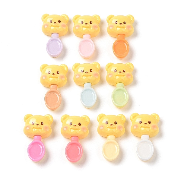 

PandaHall Opaque Resin Decoden Cabochons, Yellow Bear Spoon, Mixed Color, 33x18x9mm Resin Bear Multicolor