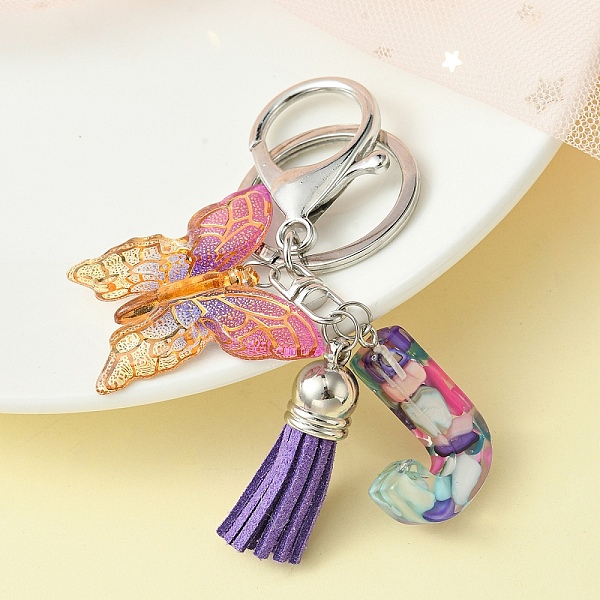 

PandaHall Resin Letter & Acrylic Butterfly Charms Keychain, Tassel Pendant Keychain with Alloy Keychain Clasp, Letter J, 9cm Acrylic Letter...