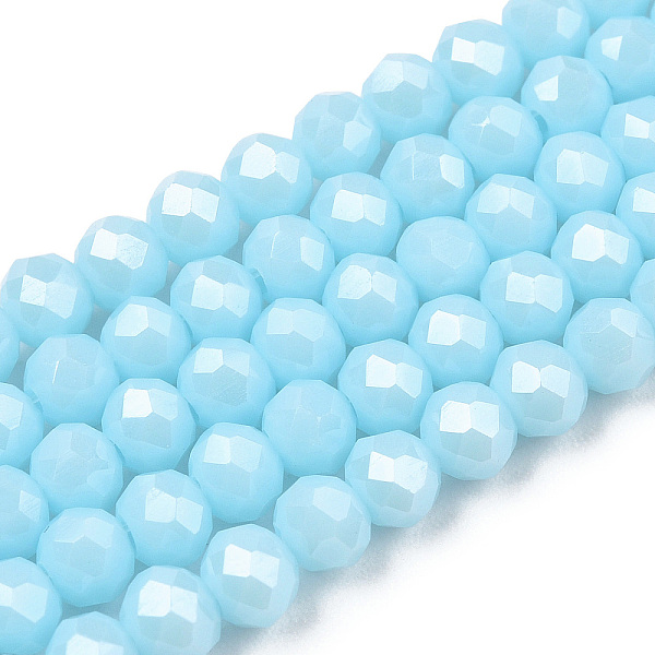 

PandaHall Electroplate Glass Beads Strands, Pearl Luster Plated, Faceted, Rondelle, Light Blue, 2.5x2mm, Hole: 0.4mm, about...