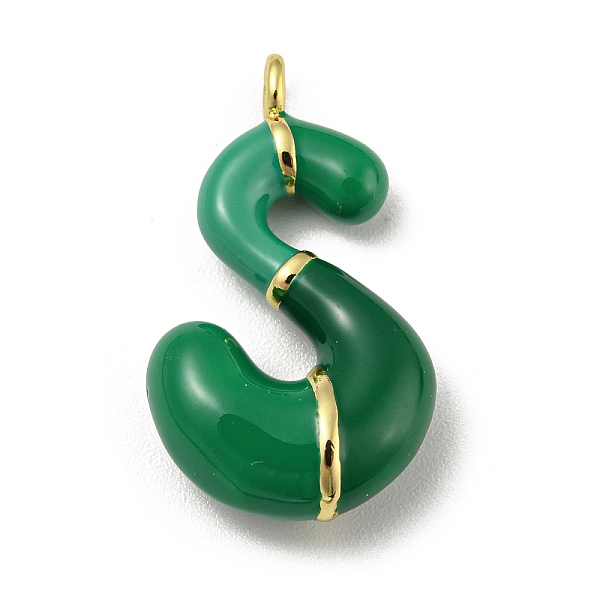 

PandaHall Brass Enamel Pendants, Long-Lasting Plated, Cadmium Free & Lead Free, Real 18K Gold Plated, Letter Charm, Letter S, 23.5x13.5x6mm...