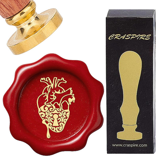 

PandaHall CRASPIRE Heart Wax Seal Stamp Love Heart Sealing Wax Stamps 25mm Vintage Removable Brass Head with Wooden Handle for Wedding...