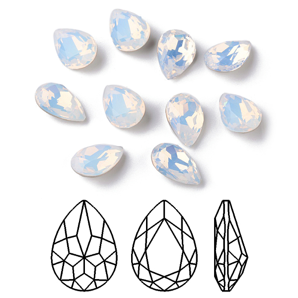 

PandaHall Faceted Teardrop K9 Glass Rhinestone Cabochons, Grade A, Pointed Back & Back Plated, White Opal, 18x13x6mm Glass Rhinestone..., Clear