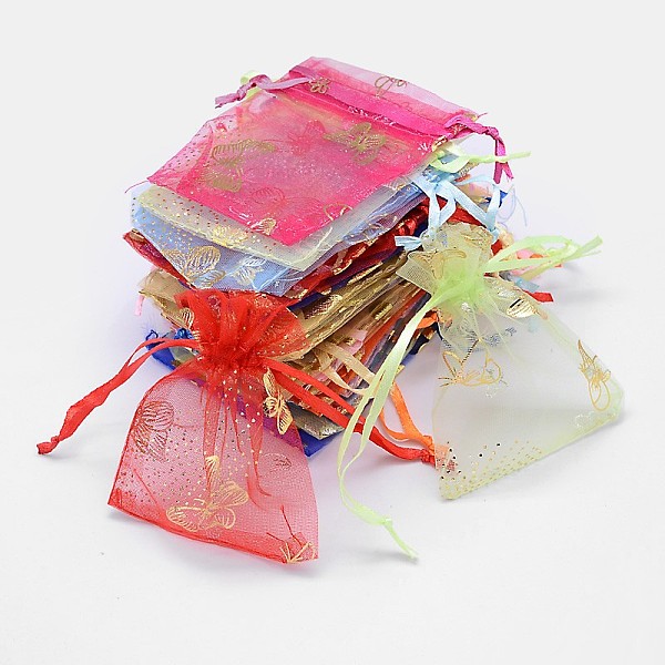 

PandaHall Gold Stamping Butterfly Rectangle Organza Gift Bags, Jewelry Packing Drawable Pouches, Mixed Color, 9x7cm Organza Butterfly..., Multicolor