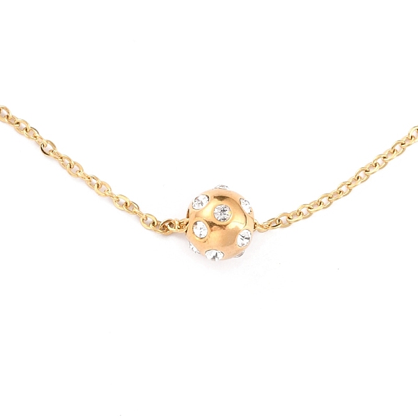 

PandaHall 304 Stainless Steel Pendant Necklaces, with Crystal Rhinestone, Round, Golden, Pendant: 9x10mm, 17.7 inch(45cm) 304 Stainless..., Clear