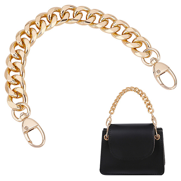 

PandaHall Aluminum Curban Chain Bag Handles, with Alloy Swivel Clasps, for Bag Replacement Accessories, Golden, 29cm Aluminum
