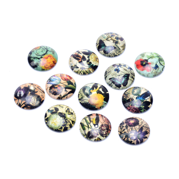 

PandaHall Glass Cabochons, For DIY Projects, Half Round/Dome, Mixed Color, 12x4mm Glass Half Round Multicolor