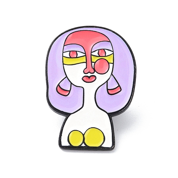 

PandaHall Black Zinc Alloy Brooches, Enamel Pins, for Backpack Cloth, Abstract Face, Thistle, 30x21x1.5mm Alloy Human Purple