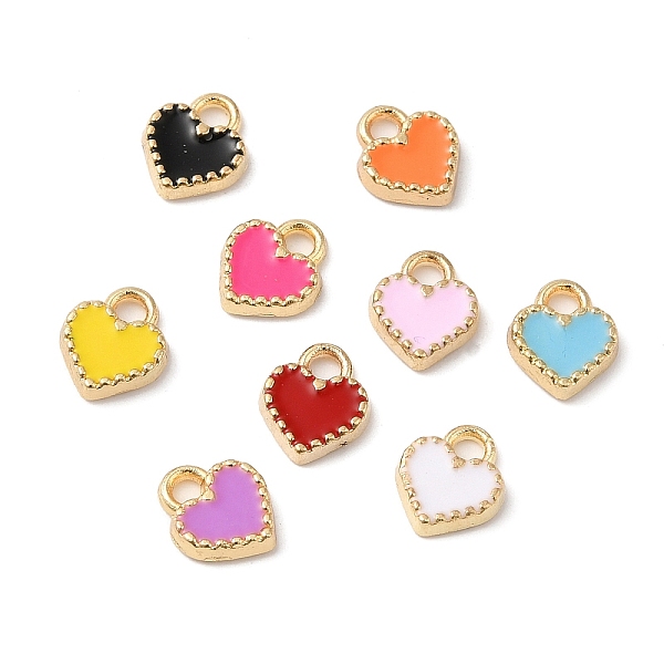 

PandaHall Eco-friendly Alloy Enamel Charms, Heart Charm, Mixed Color, 9x7x2mm, Hole: 1.6mm Alloy+Enamel Heart Multicolor