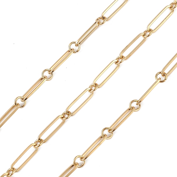 

PandaHall 304 Stainless Steel Oval & Ring Link Chain, Unwelded, with Spool, Golden, 15x4.5x1mm, 5x1mm, about 32.81 Feet(10m)/Roll 304...