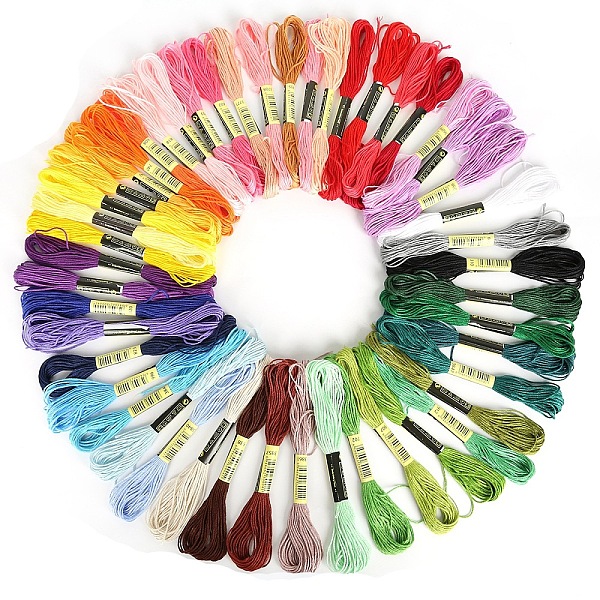 

PandaHall 50 Skeins 50 Colors 6-Ply Cotton Embroidery Floss, Cross-stitch Threads, for DIY Sewing, Mixed Color, 1.2mm, about 8.20 Yards..., Multicolor