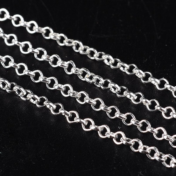 

PandaHall Iron Rolo Chains, Belcher Chain, with Spool, Unwelded, Lead Free, Silver, 2x1mm, about 328.08 Feet(100m)/roll Iron Silver