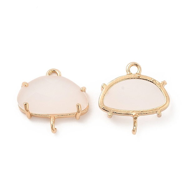 

PandaHall K9 Glass Connector Charms, Half Round Links, with Light Gold Tone Brass Findings, Faceted, White Opal, 18x18.5x6mm, Hole: 1.8mm...