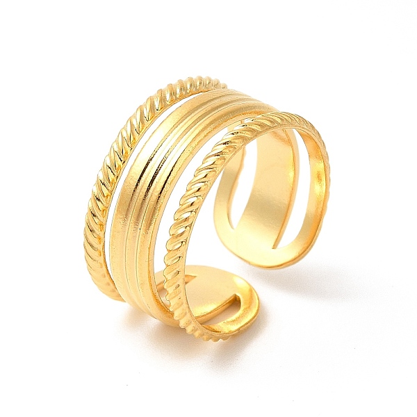 

PandaHall Ion Plating(IP) 304 Stainless Steel Cuff Ring, Hollow Wide Band Finger Ring for Men Women, Real 18K Gold Plated, 11mm, Inner...