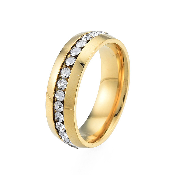 

PandaHall Crystal Rhinestone Flat Finger Ring, 201 Stainless Steel Jewelry for Women, Light Gold, Inner Diameter: 17mm Stainless...