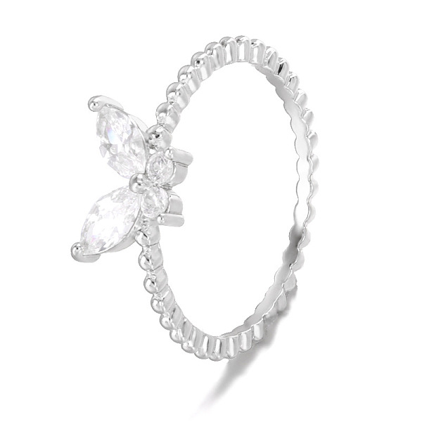 

PandaHall Butterfly Ring, Gold Plated Women's Gift Jewelry, Silver, Diameter of 17mm Other