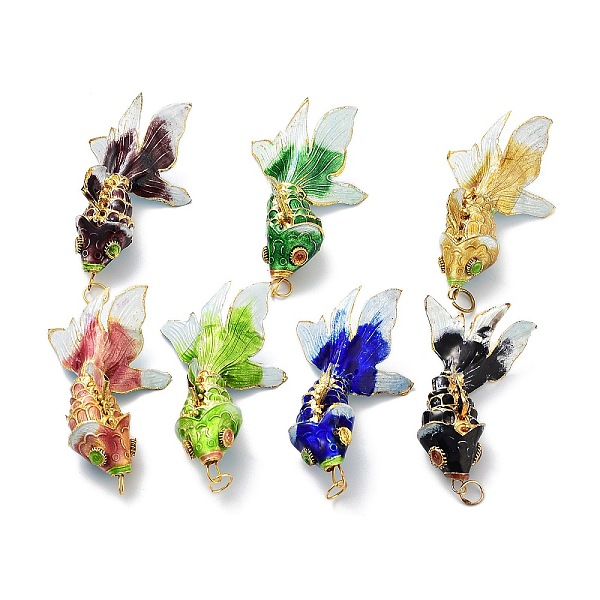 

PandaHall Brass Cloisonne Pendants, Gold Fish Charms with Jump Rings, Golden, Mixed Color, 75x38~42.5x22mm, Hole: 6.5mm Brass Fish..., Multicolor
