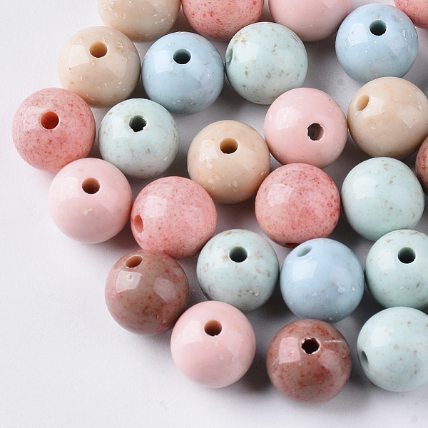 

PandaHall Antique Style Opaque Acrylic Beads, Round, Mixed Color, 10mm, Hole: 2mm Acrylic Round Multicolor