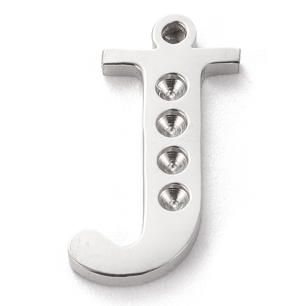 

PandaHall 304 Stainless Steel Letter Pendant Rhinestone Settings, Stainless Steel Color, Letter.J, J: 16x10x1.5mm, Hole: 1.2mm, Fit for...