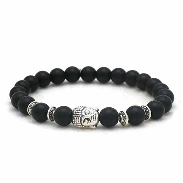 

PandaHall Volcano Stone Buddha Head Elastic Yoga Bracelet DIY Agate Buddha Bead Bracelet Natural Gemstone