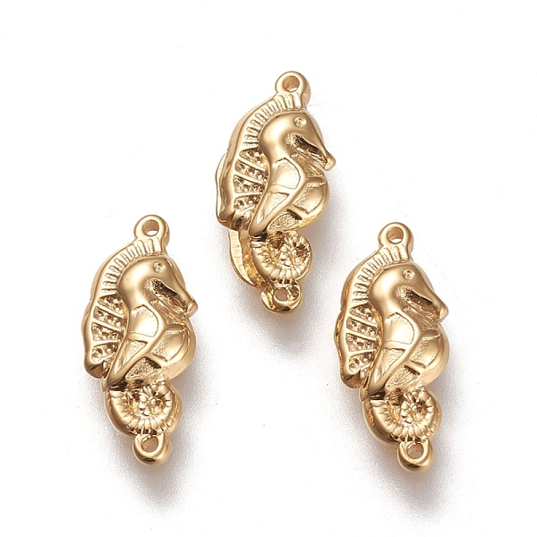 

PandaHall 304 Stainless Steel Links Connectors, Sea Horse Shape, Golden, 15.5x6.5x2.5mm, Hole: 0.7mm 304 Stainless Steel Sea Horse