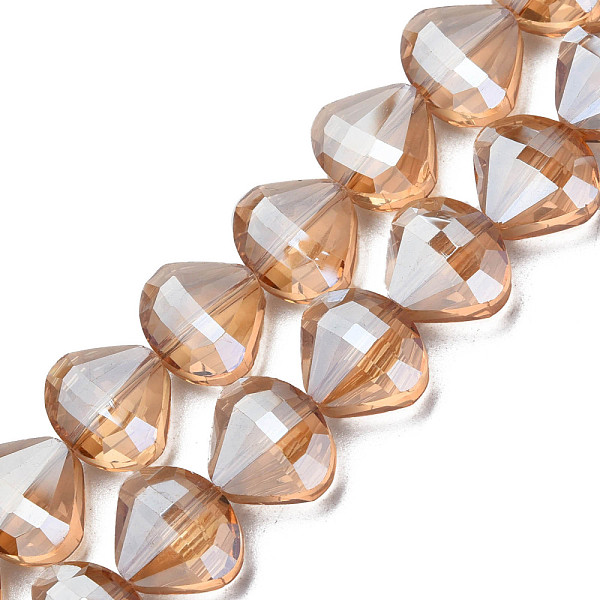 

PandaHall Electroplate Transparent Glass Beads Strands, Faceted, Teardrop, BurlyWood, 10.5x12x6.5mm, Hole: 1mm, about 60pcs/strand, 25.59..., Orange