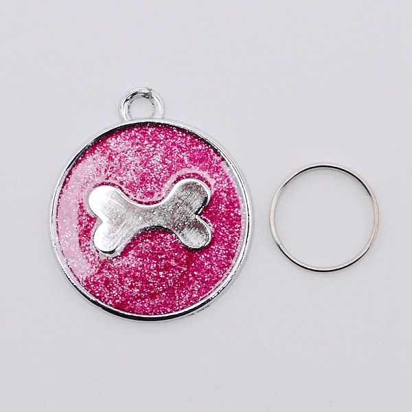 

PandaHall Alloy Charms, with Gold Foil and Iron Rings, Cadmium Free & Lead Free, Flat Round with Bone, Camellia, 29.5x25.5x1.5mm, Hole: 3mm..., Pink