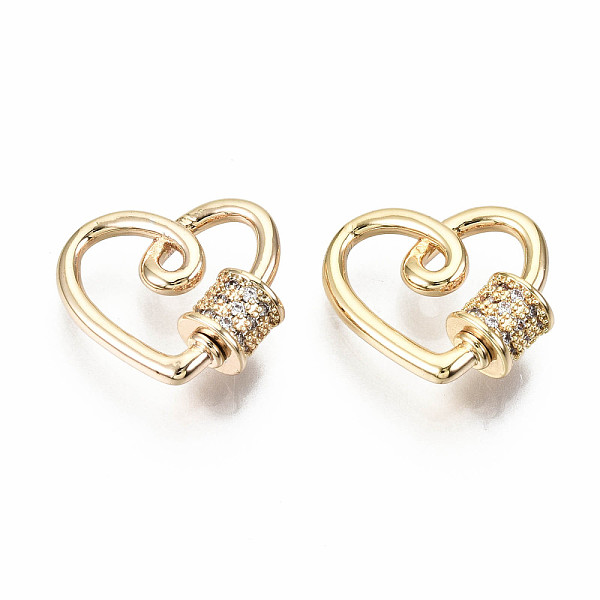 

PandaHall Brass Micro Pave Clear Cubic Zirconia Screw Carabiner Lock Charms, for Necklaces Making, Nickel Free, Heart, Real 18K Gold Plated...