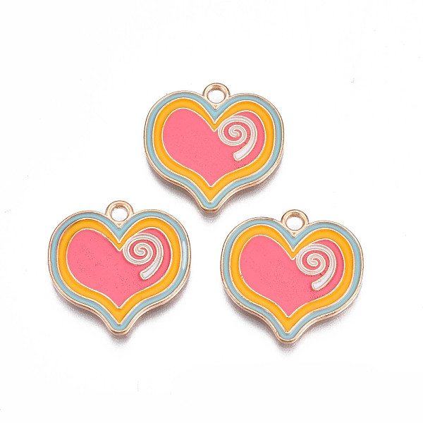 

PandaHall Alloy Enamel Pendants, Cadmium Free & Lead Free, Heart, Pale Violet Red, 20x20x1.5mm, Hole: 2mm Alloy+Enamel Heart