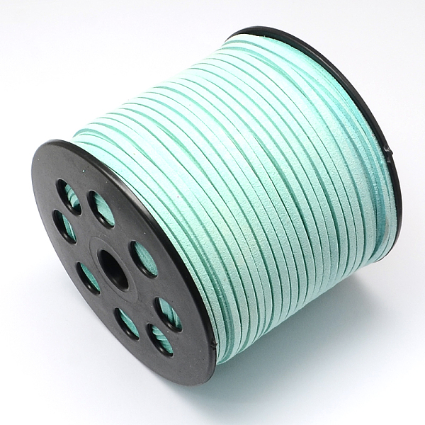 

PandaHall Faux Suede Cord, Faux Suede Lace, Light Cyan, 2.7x1.4mm, about 98.42 yards(90m)/roll Faux Suede Cyan