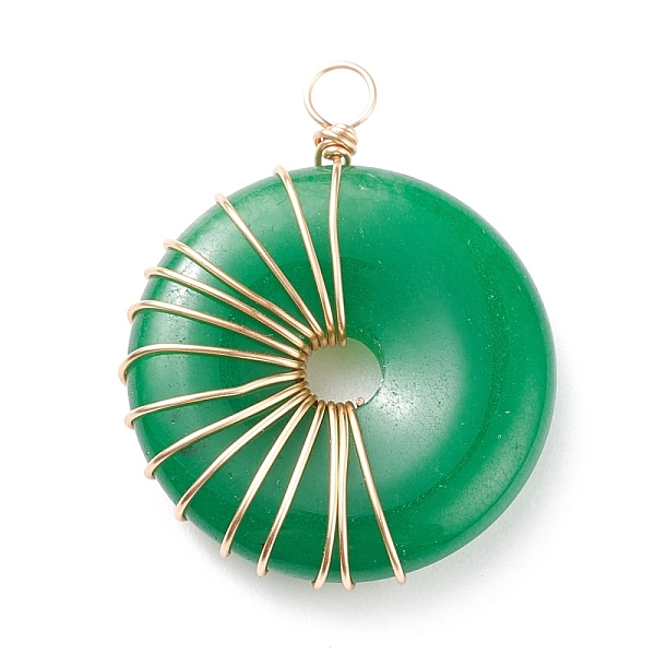 

PandaHall Natural Malaysia Jade Connector Charms, with Copper Wire Wrapped, Donut/Pi Disc, Light Gold, 31.5x25x6.5mm, Hole: 3.4mm Malaysia...