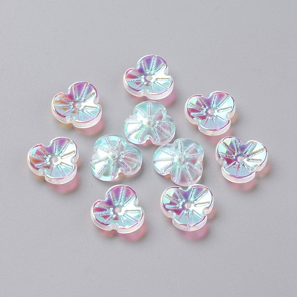 

PandaHall Electroplate Glass Beads, Flower, Clear AB, 12x3.60mm,Hole:1mm Glass Flower White
