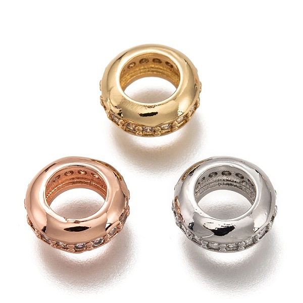 

PandaHall Brass Micro Pave Clear Cubic Zirconia Beads, Cadmium Free & Lead Free, Large Hole Beads, Long-Lasting Plated, Donut, Mixed Color...