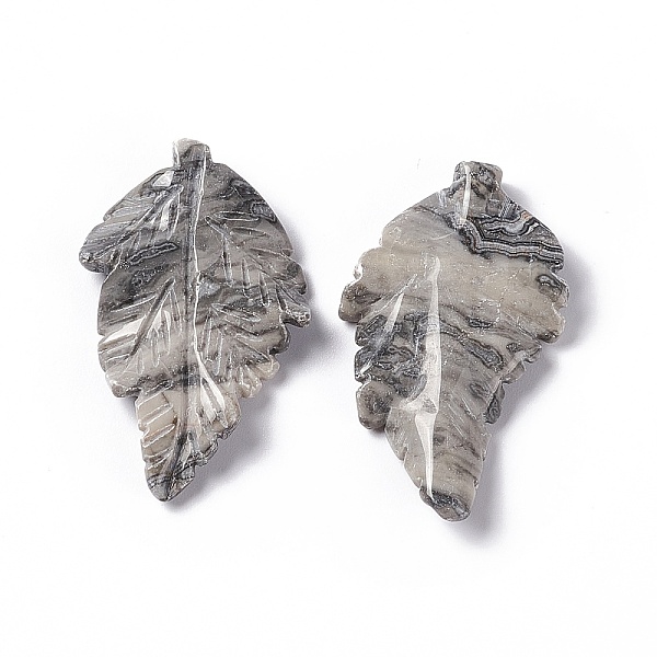 

PandaHall Natural Polychrome Jasper/Picasso Stone/Picasso Jasper Pendants, Leaf Charms, 41.5x25~26x5mm, Hole: 0.8mm Picasso Jasper Leaf