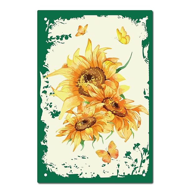 

PandaHall CREATCABIN Sunflower Butterfly Tin Sign Vintage Metal Signs Painting Retro Summer Spring Plaque Poster Wall Art Plaque for Garden...